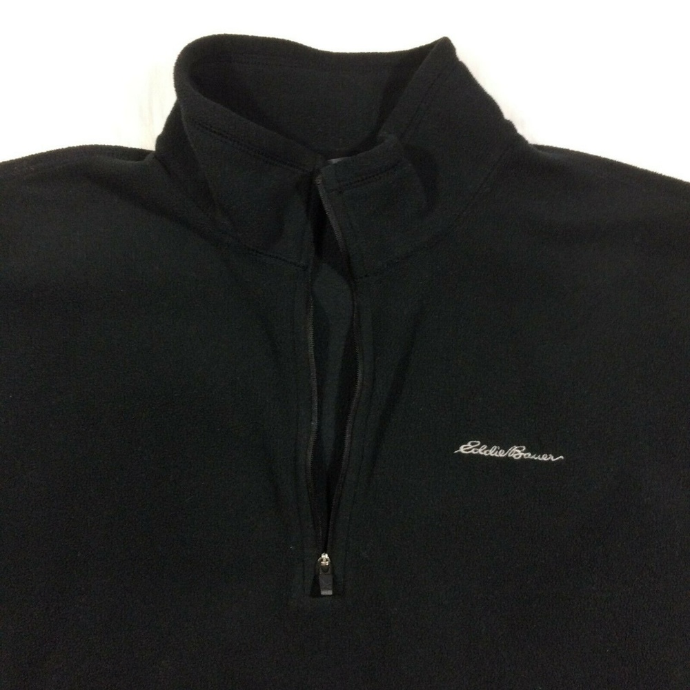 Eddie Bauer Black Pullover Fleece Sweater Jacket - Picture 3 of 8